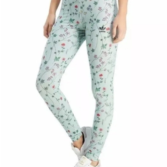Like New adidas Floral Print Leggings - seafoam XL - Picture 2 of 8